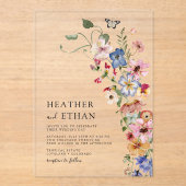 Invitations En Acrylique Mariage Fleur sauvage moderne (Recto)