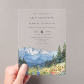 Invitations En Acrylique Mariage Fleur sauvage moderne Watercolor Mountain (In situ (ordinateur de poche))