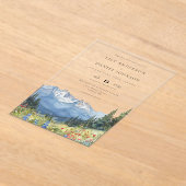 Invitations En Acrylique Mariage Fleur sauvage moderne Watercolor Mountain (Poser)