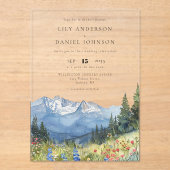 Invitations En Acrylique Mariage Fleur sauvage moderne Watercolor Mountain (Recto)