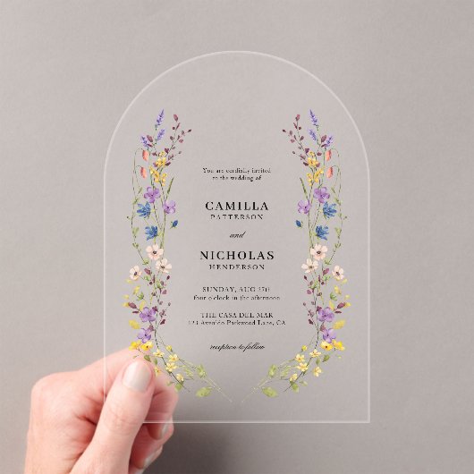 Invitations En Acrylique Mariage Fleur sauvage moderne Whimsical (In situ (ordinateur de poche))