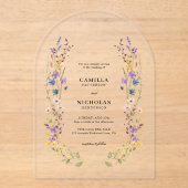 Invitations En Acrylique Mariage Fleur sauvage moderne Whimsical (Recto)