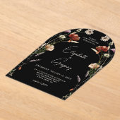 Invitations En Acrylique Mariage Fleur sauvage noir (Poser)