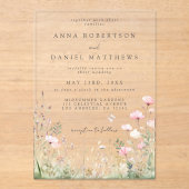 Invitations En Acrylique Mariage Fleur sauvage papillon (Recto)