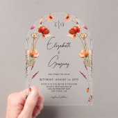 Invitations En Acrylique Mariage Fleur sauvage Peach Monogram (In situ (ordinateur de poche))