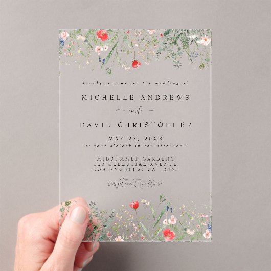 Invitations En Acrylique Mariage Fleur sauvage romantique (In situ (ordinateur de poche))