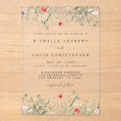 Invitations En Acrylique Mariage Fleur sauvage romantique (Recto)