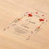 Invitations En Acrylique Mariage Fleur sauvage rouge Peach (Poser)