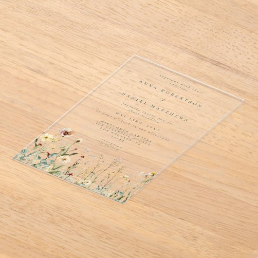 Invitations En Acrylique Mariage Fleur sauvage rustique (Poser)