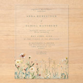 Invitations En Acrylique Mariage Fleur sauvage rustique (Recto)