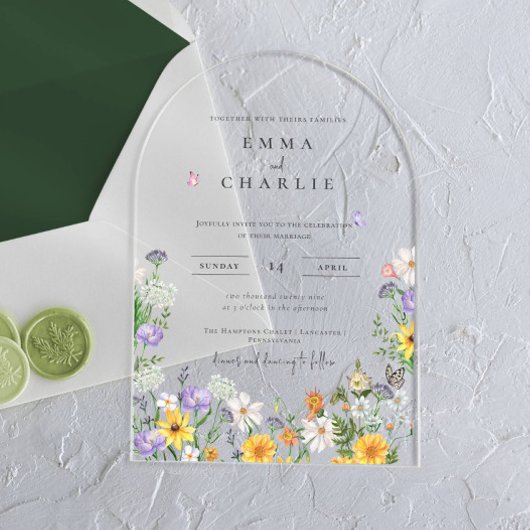 Invitations En Acrylique Mariage Fleur sauvage Spring Boho
