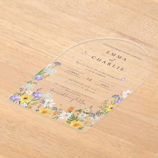 Invitations En Acrylique Mariage Fleur sauvage Spring Boho (Poser)