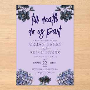 Invitations En Acrylique Mariage Fleuris Noir Humeur Jusqu'à Ce Que La Mort