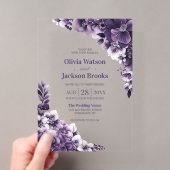 Invitations En Acrylique Mariage Fleuris Violet (In situ (ordinateur de poche))