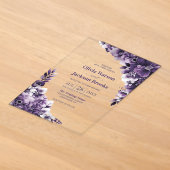 Invitations En Acrylique Mariage Fleuris Violet (Poser)