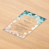 Invitations En Acrylique Mariage Fleuriste Turquoise & Rose Blush (Poser)