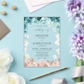 Invitations En Acrylique Mariage Fleuriste Turquoise & Rose Blush (Insitu (Mariage))