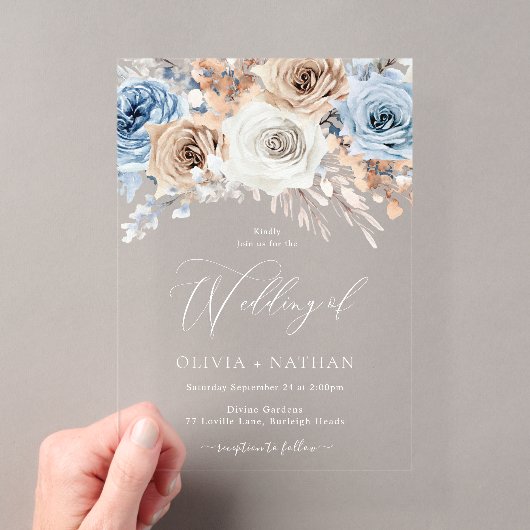 Invitations En Acrylique Mariage Fleurs Boho (In situ (ordinateur de poche))