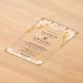 Invitations En Acrylique Mariage Fleurs Feuillage d'Automne (Poser)