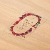 Invitations En Acrylique Mariage Fleurs Rouges (Poser)