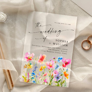 Invitations En Acrylique Mariage Fleurs Sauvages Aquarelle Lumineuse Fête