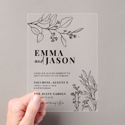 Invitations En Acrylique Mariage floral (In situ (ordinateur de poche))