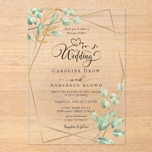 Invitations En Acrylique Mariage Floral (Recto)