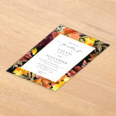 Invitations En Acrylique Mariage floral à automne orange et jaune -3 noir (Poser)