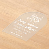 Invitations En Acrylique Mariage floral à dessin manuel (Poser)