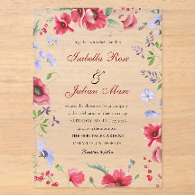 Mariage floral à l'aquarelle rouge de pavot et de