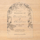Invitations En Acrylique Mariage floral à main (Recto)