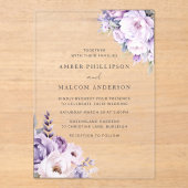 Invitations En Acrylique Mariage floral à poudre enchanté (Recto)