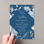 Invitations En Acrylique Mariage Floral Aquarelle Bleu Poussiéreux Romantiq (In situ (ordinateur de poche))