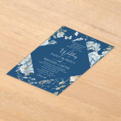 Invitations En Acrylique Mariage Floral Aquarelle Bleu Poussiéreux Romantiq (Poser)