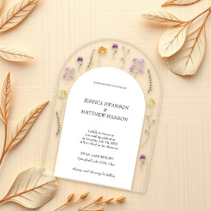 Invitations En Acrylique Mariage Floral Aquarelle Jardin Féerique