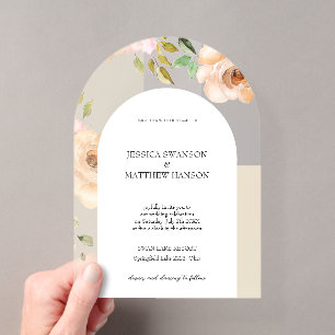 Invitations En Acrylique Mariage Floral Aquarelle Roses Rouge Bohème