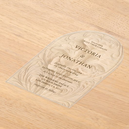 Invitations En Acrylique Mariage floral Art déco (Poser)