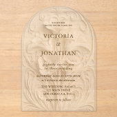 Invitations En Acrylique Mariage floral Art déco (Recto)