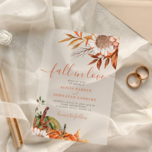 Invitations En Acrylique Mariage floral automnal boho terracotta feuilles