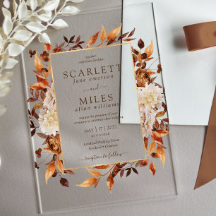 Invitations En Acrylique Mariage Floral Automnal Rustique en Acrylique