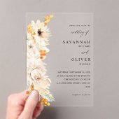 Invitations En Acrylique Mariage floral beige et orange (In situ (ordinateur de poche))
