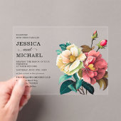 Invitations En Acrylique Mariage floral blanc rouge (In situ (ordinateur de poche))
