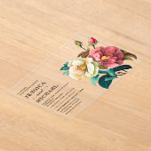 Invitations En Acrylique Mariage floral blanc rouge (Poser)