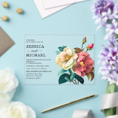 Invitations En Acrylique Mariage floral blanc rouge (Insitu (Mariage))