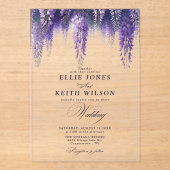 Invitations En Acrylique Mariage floral blanc transparent (Recto)