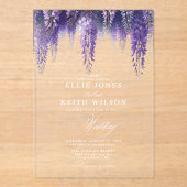 Invitations En Acrylique Mariage floral blanc transparent (Recto)