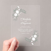 Invitations En Acrylique Mariage floral blanc verdoyant (In situ (ordinateur de poche))