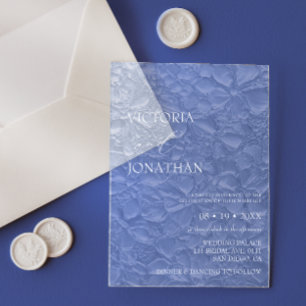 Invitations En Acrylique Mariage floral bleu élégant
