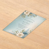 Invitations En Acrylique Mariage floral bleu foncé (Poser)