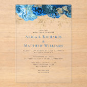 Invitations En Acrylique Mariage floral bleu romantique (Recto)